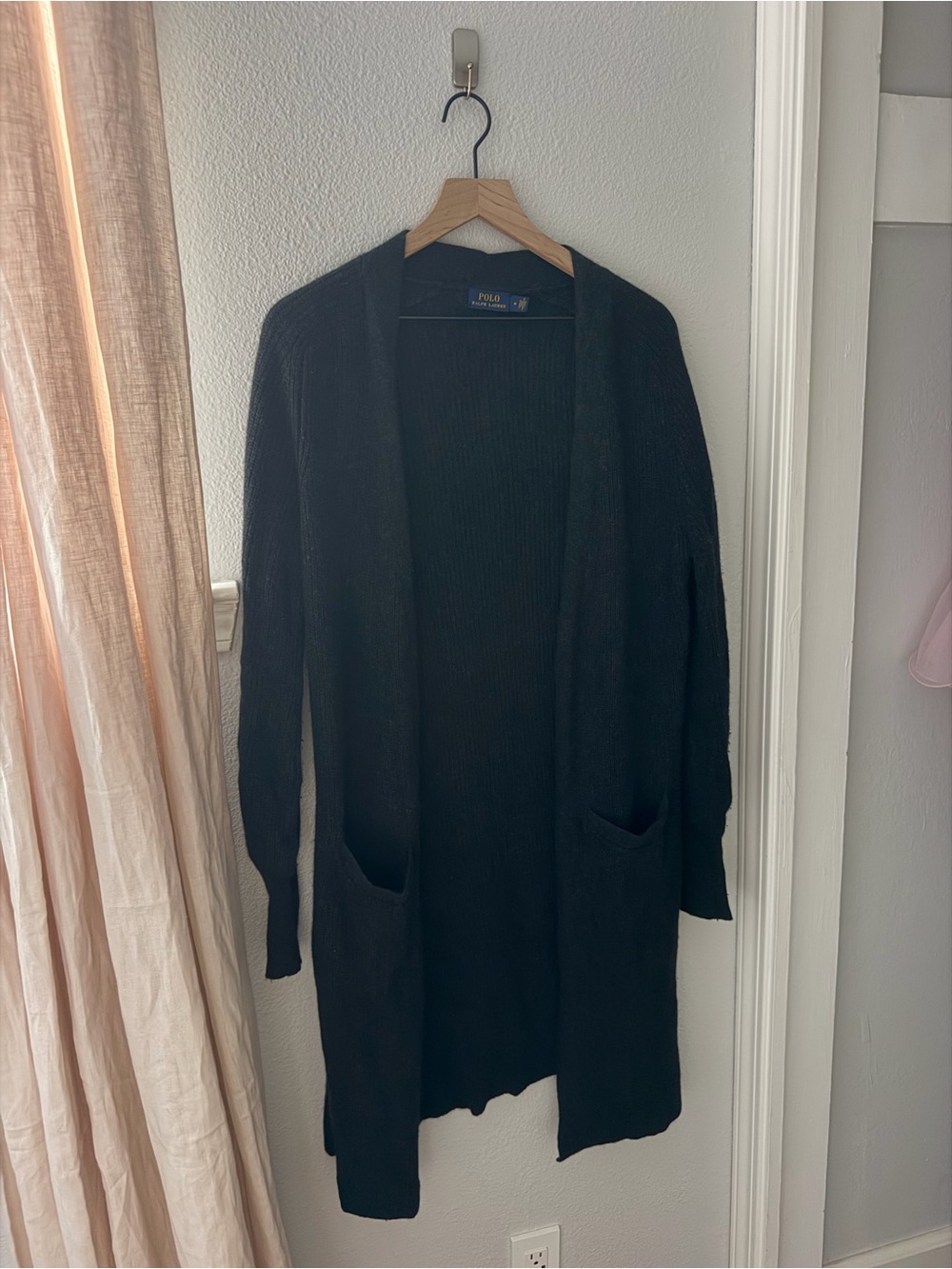 Polo by Ralph Lauren Black Long Open-Front Cardigan